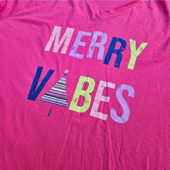 Sleep Chic Merry Vibes Pink and Blue PJ Set Size 3X - Picture 5 of 16